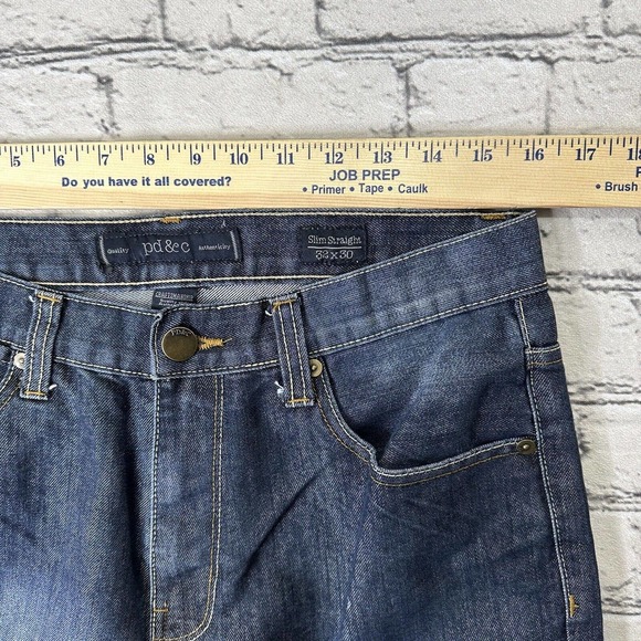 PD & C Denim Slim Straight Jeans Lof of 2 Mens 32x29 Blue 5-Pocket Dark Wash - Picture 7 of 14